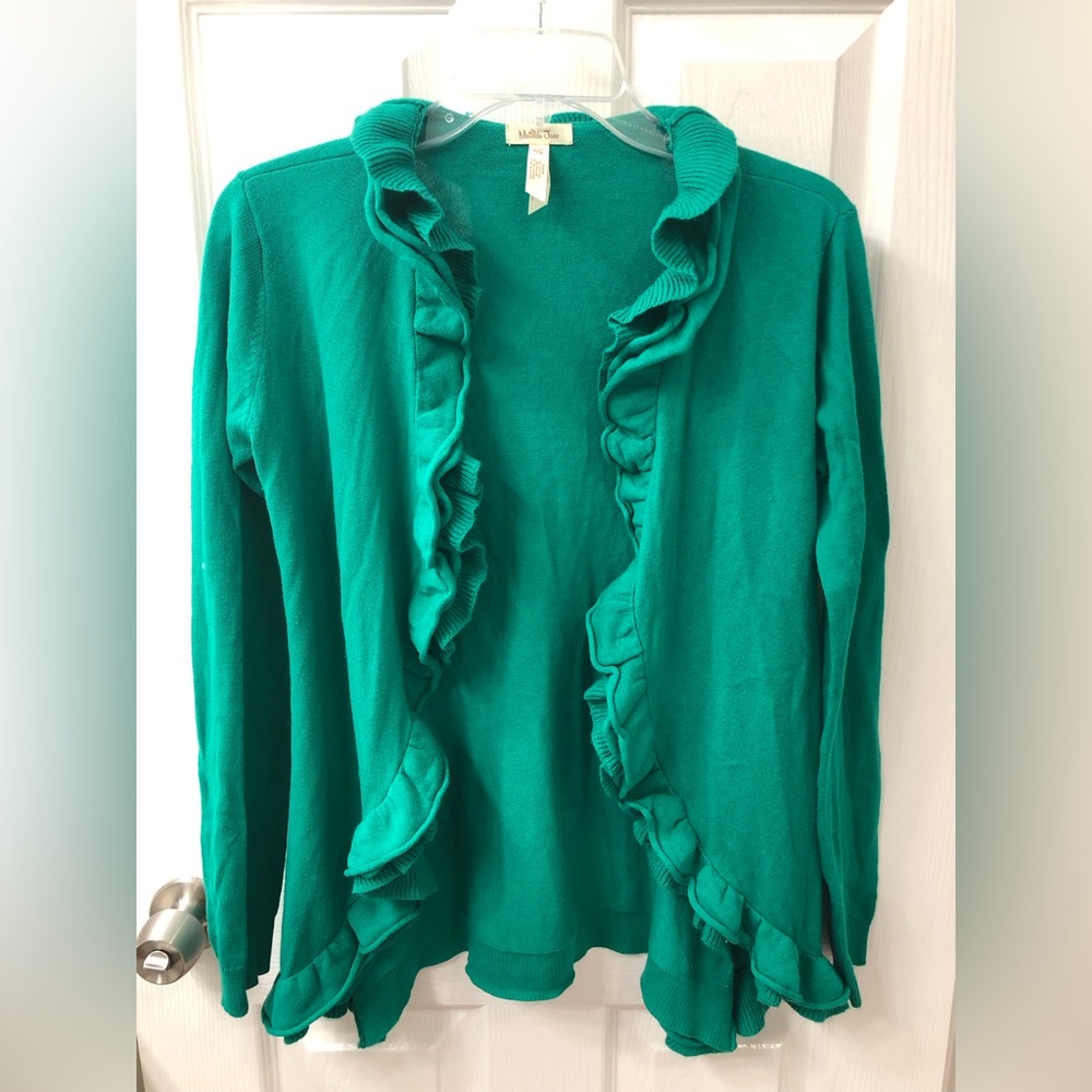 Matilda Jane green ruffle cardigan, XS